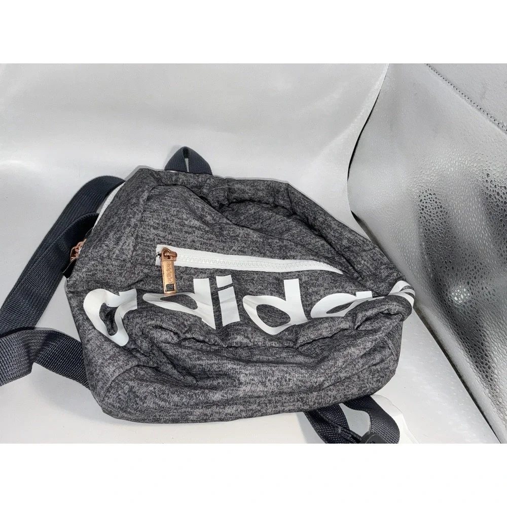 Adidas Core Mini Nylon Backpack Grey Adjustable Straps Quilted On Back